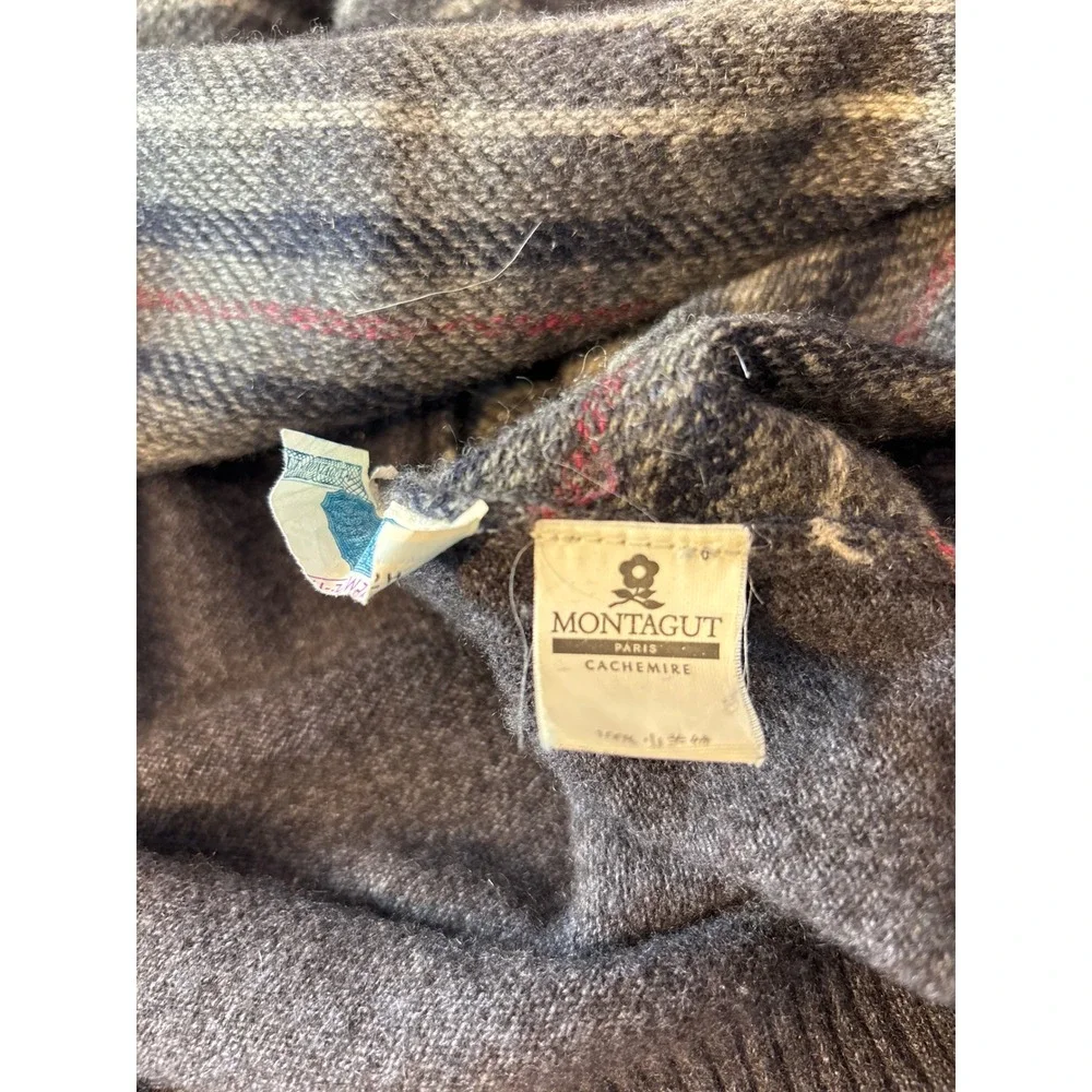 Montagut Paris 100% Cashmere Striped Mock Neck Sweater Charcoal Grey‎ Size 115